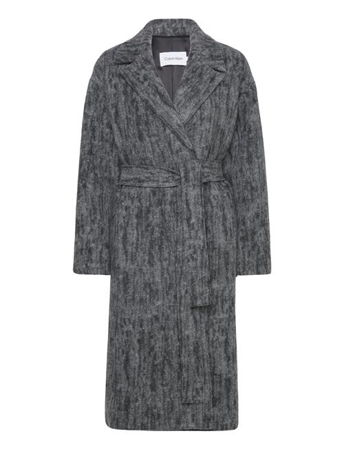 Calvin Klein Boiled Wool Belted Wrap Coat Calvin Klein Grey