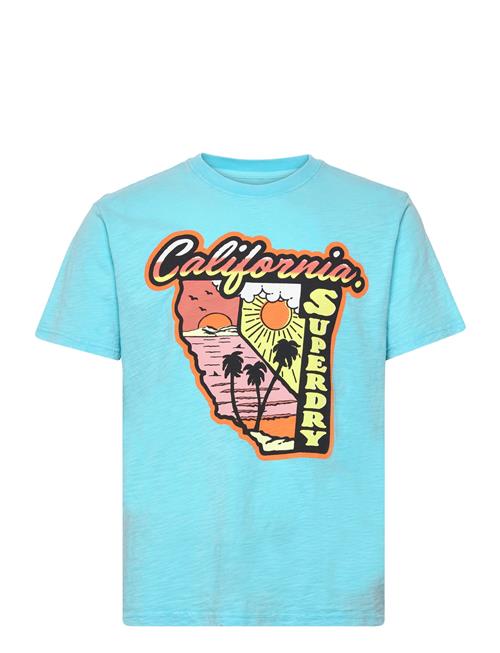 Se Superdry Neon Travel Graphic Loose Tee Superdry Blue ved Booztlet