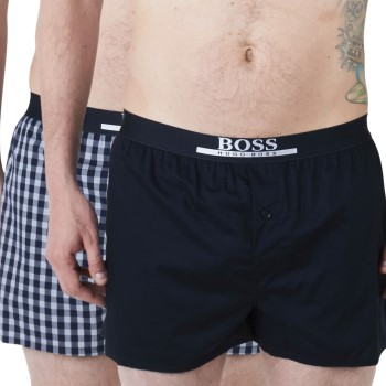 Se BOSS 2P Woven Boxer Shorts With Fly A Blå Mønster bomuld XX-Large Herre ved Timarco