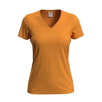 Se Stedman Classic V-Neck Women T-shirt Orange bomuld Small Dame ved Timarco