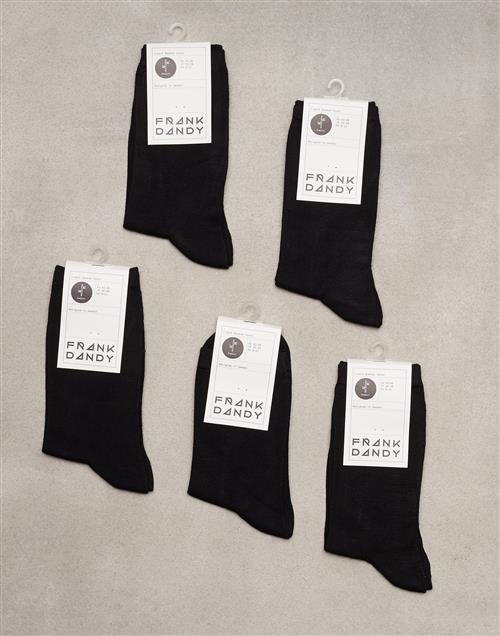 Frank Dandy 5-Pack Bamboo Solid Crew Sock Træningssokker Black