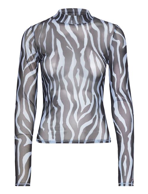 Tommy Jeans Tjw Zebra Mesh Ls Top Tommy Jeans Blue