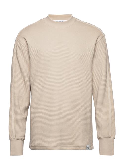 Calvin Klein Jeans Woven Tab Waffle Ls Calvin Klein Jeans Cream