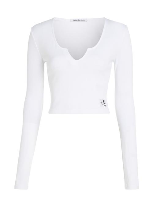 Calvin Klein Jeans Split Collar Rib Long Sleeve Calvin Klein Jeans White