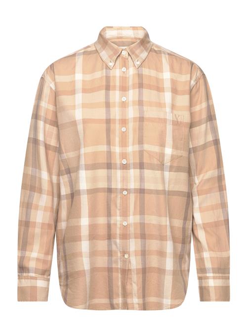 GANT Relaxed Checked Flannel Bd Shirt GANT Beige