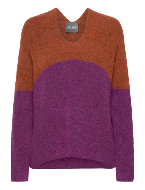 Se MOS MOSH Mmthora V-Neck Block Knit MOS MOSH Purple ved Booztlet