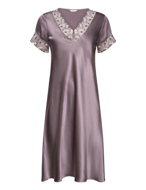 Se Lady Avenue Pure Silk - Nightdress W/Short Slee Lady Avenue Grey ved Booztlet