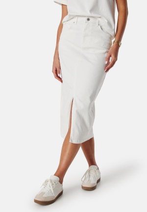 Pieces Pcjessie High Waist denim midi skirt Bright White M