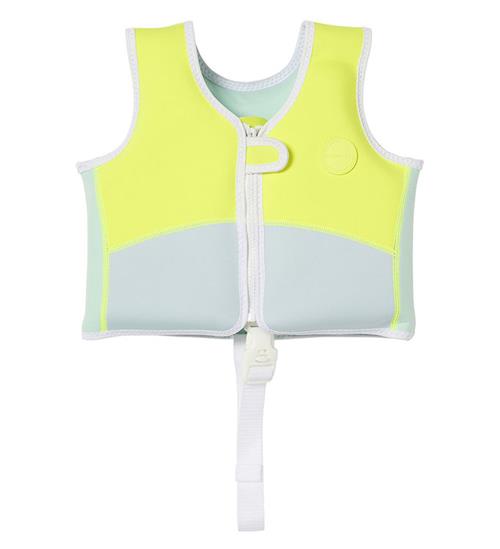 Se SunnyLife SunnyLife SvÃ¸mmevest - Salty the Shark - 2-3 Ã¥r - Aqua Neon Yel ved KidsWorld