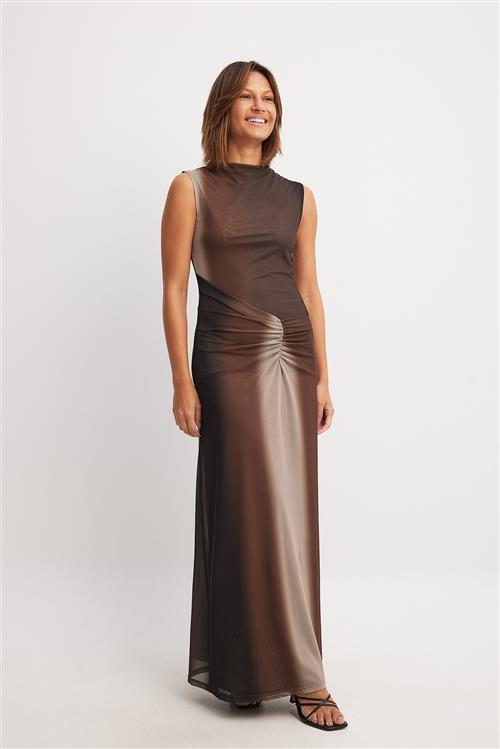 NA-KD Mesh Sleeveless Maxi Dress - Brown