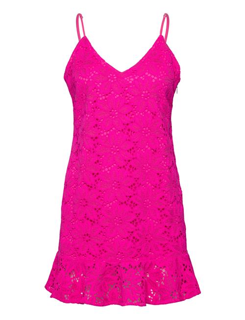 ROTATE Birger Christensen Lace Flounce Slip Dress ROTATE Birger Christensen Pink