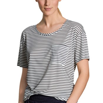 Calida Circular Sleep T-shirt Hvid/Marine tencel XX-Small Dame