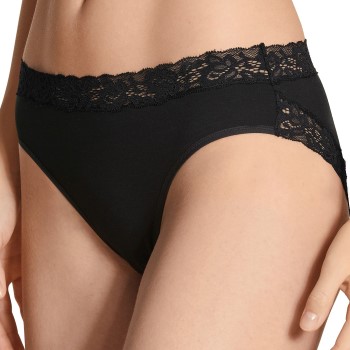 Calida Trusser Natural Comfort Lace Brief Sort bomuld X-Small Dame