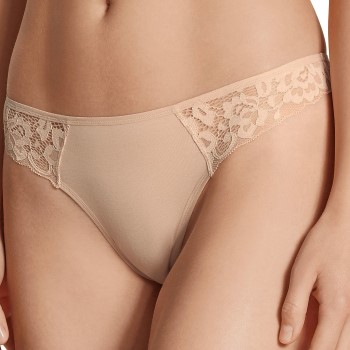 Calida Trusser Natural Comfort Lace Thong Beige bomuld X-Small Dame