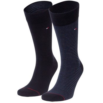 Tommy Hilfiger Legwear Tommy Hilfiger Strømper 2P Men Sock Stripe Sort/Blå Str 39/42 Herre