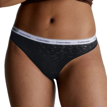 Calvin Klein Trusser Lace Thong Sort polyamid Small Dame