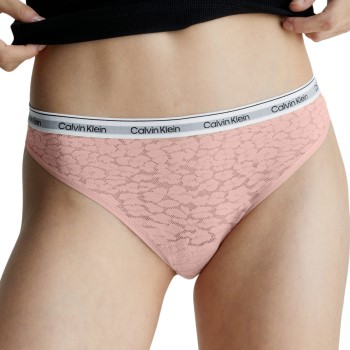 Calvin Klein Trusser Lace Thong Lyserosa polyamid Large Dame