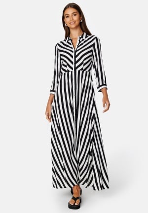 YAS Yassavanna Long Shirt Dress Black Stripes:W WHITE STRIPE XL