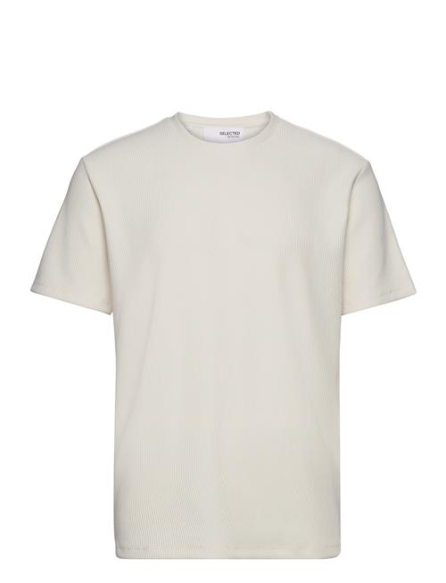 Se Selected Homme Slhrelax-Plisse Tee Ex Selected Homme White ved Booztlet