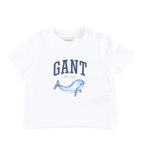 Se GANT GANT T-shirt - Whale Print - Hvid ved KidsWorld