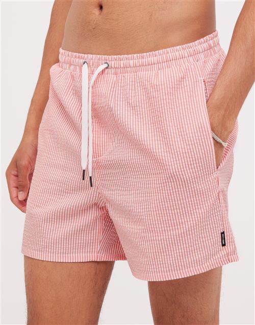 Only & Sons Onsted Stripe Seersucker Swim Noos Badeshorts Porcelain Rose