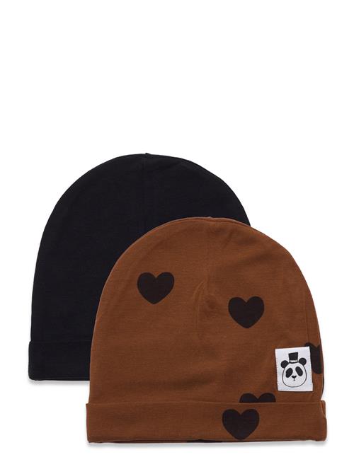 Se Mini Rodini Basic Hearts Beanie 2-Pack Mini Rodini Patterned ved Booztlet