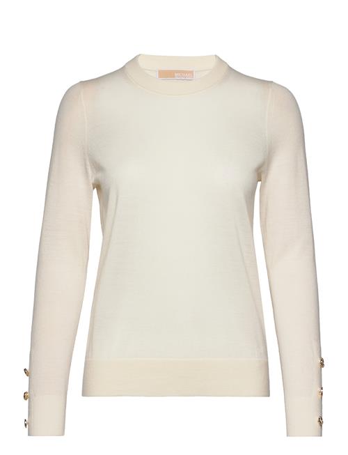 Se Michael Kors Merino Button Slv Ls Swtr Michael Kors Cream ved Booztlet