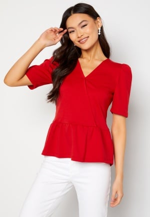 Happy Holly Madeleine peplum top Red 36/38