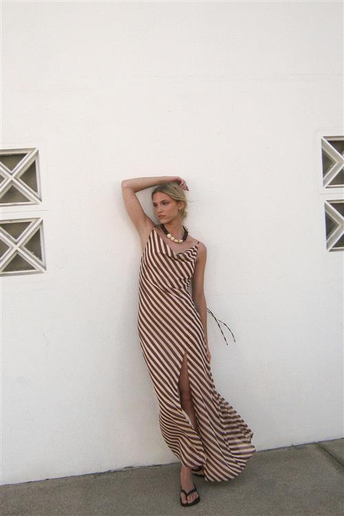 Se NA-KD Chiffon Tie Back Detail Maxi Dress - Stripe ved NA-KD