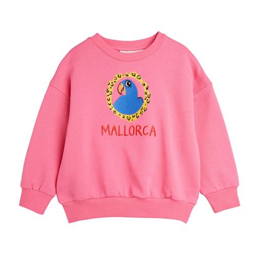 Se Mini Rodini GOTS Parrot Broderet Sweatshirt Lyserød | Lyserød | 128/134 cm ved Babyshop