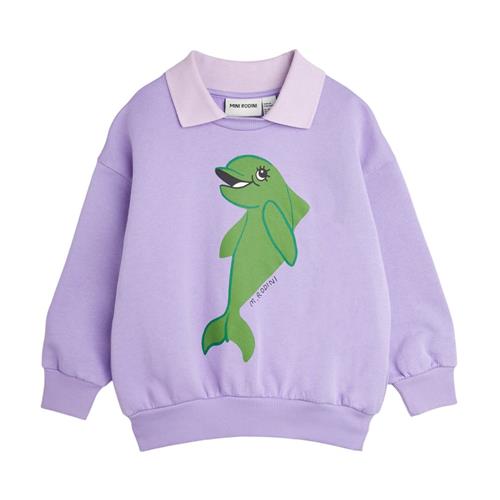 Se Mini Rodini GOTS Dolphin Sweatshirt Med Krave Lilla | Lilla | 128/134 cm ved Babyshop