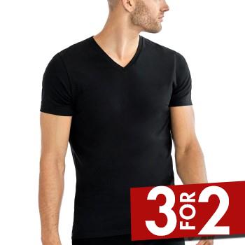 Bread & Boxers Bread and Boxers Cotton Stretch V-Neck T-shirt 2P Sort økologisk bomuld XX-Large Herre