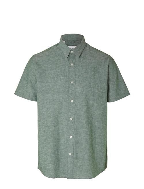 Selected Homme Slhregnew-Linen Shirt Ss Classic W Selected Homme Green