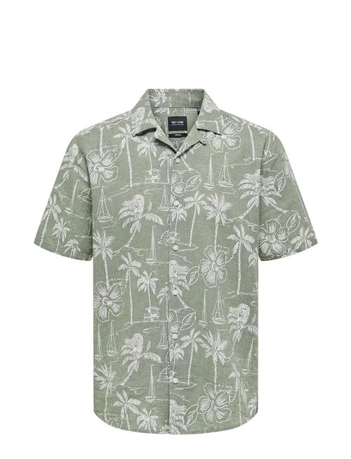 ONLY & SONS Onscaiden Ss Reg Hawaii Aop Linen Noos ONLY & SONS Khaki