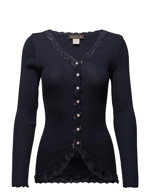 Rwbabette Silk Ls V-Neck Lace Cardi Rosemunde Blue
