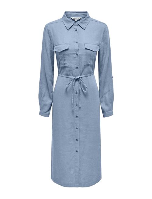 ONLY Onlcaro Ls Linen Bl L Shirt Dress Cc Pnt ONLY Blue