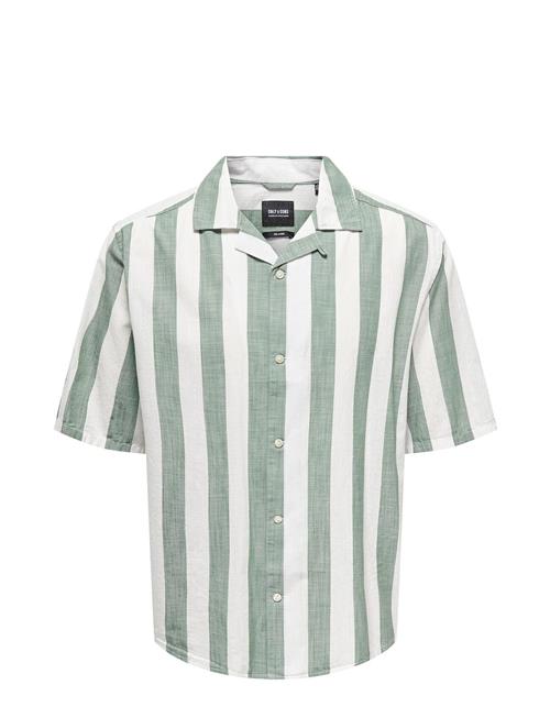 ONLY & SONS Onstes Rlx Ctn Slub Stripe Ss Shirt ONLY & SONS Green