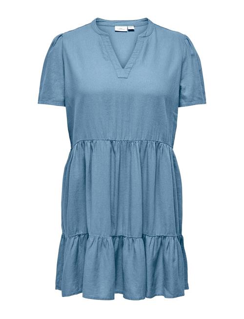 ONLY Carmakoma Cartiri-Caro S/S V-Neck Lin Dress Tlr ONLY Carmakoma Blue