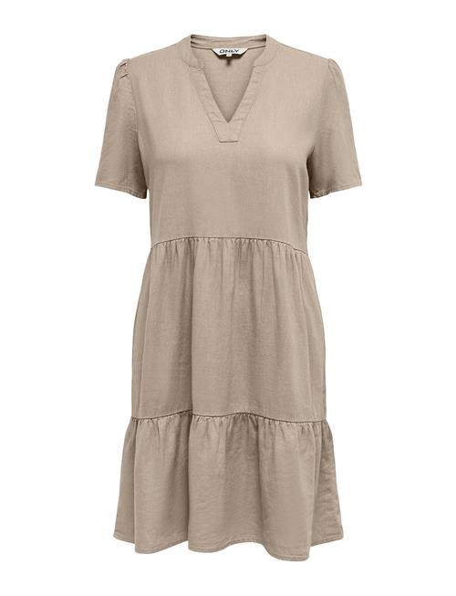 ONLY Onltiri-Caro S/S V-Neck Lin Dress Cc Pnt ONLY Beige