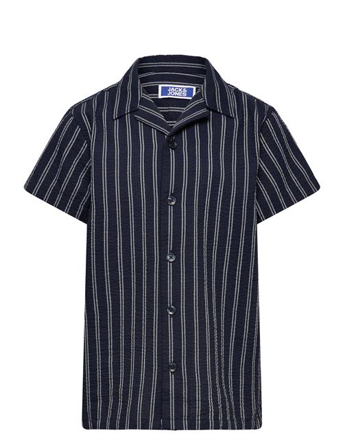 Jack & Jones Jorpalma Seersucker Shirt Ss Jnr Jack & J S Navy