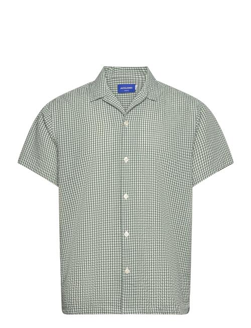 Jack & Jones Joreaster Palma Seersucker Shirt Ss Ln Jack & J S Green