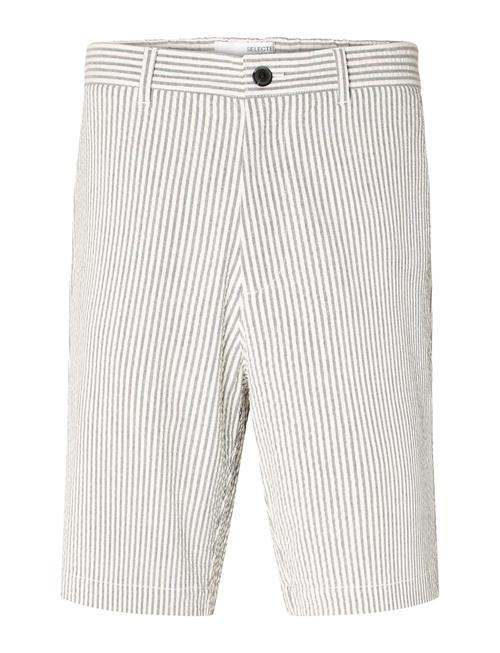 Slhregular-Karl Seersucker Shorts Selected Homme White