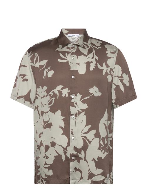 Mango Flowy Floral Print Shirt Mango Brown