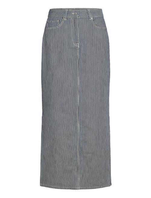 Selected Femme Slfmyra Hw Stripe Column Denim Skirt Selected Femme Blue