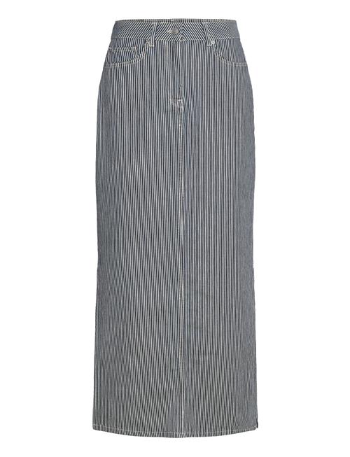 Se Slfmyra Hw Stripe Column Denim Skirt Selected Blue ved Booztlet