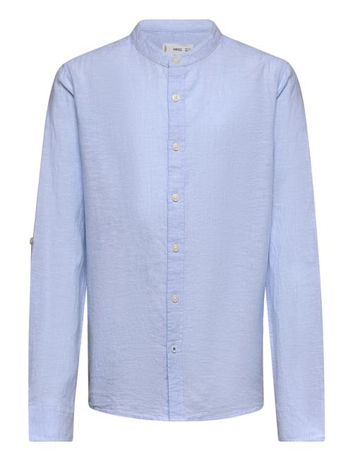 Mango Regular-Fit Mao-Collar Linen Shirt Mango Blue