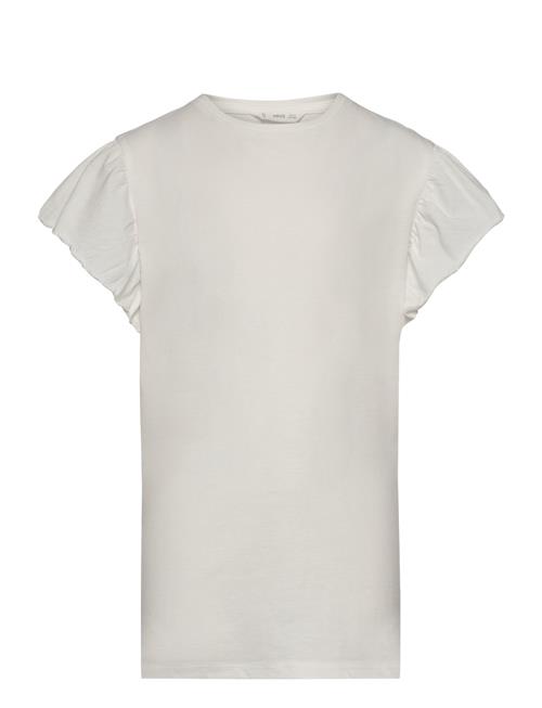 Mango Short-Sleeved Ruffle T-Shirt Mango White