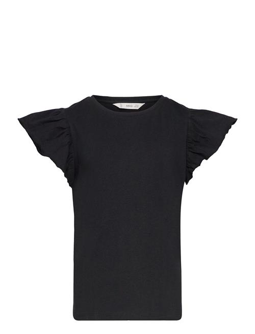 Mango Short-Sleeved Ruffle T-Shirt Mango Black