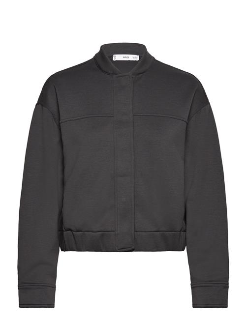 Bomber Jacket Decorative Seams Mango Black