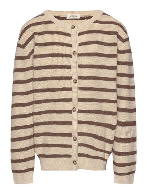 Se Petit Piao Cardigan Knit Pattern Stripe Petit Piao Brown ved Booztlet